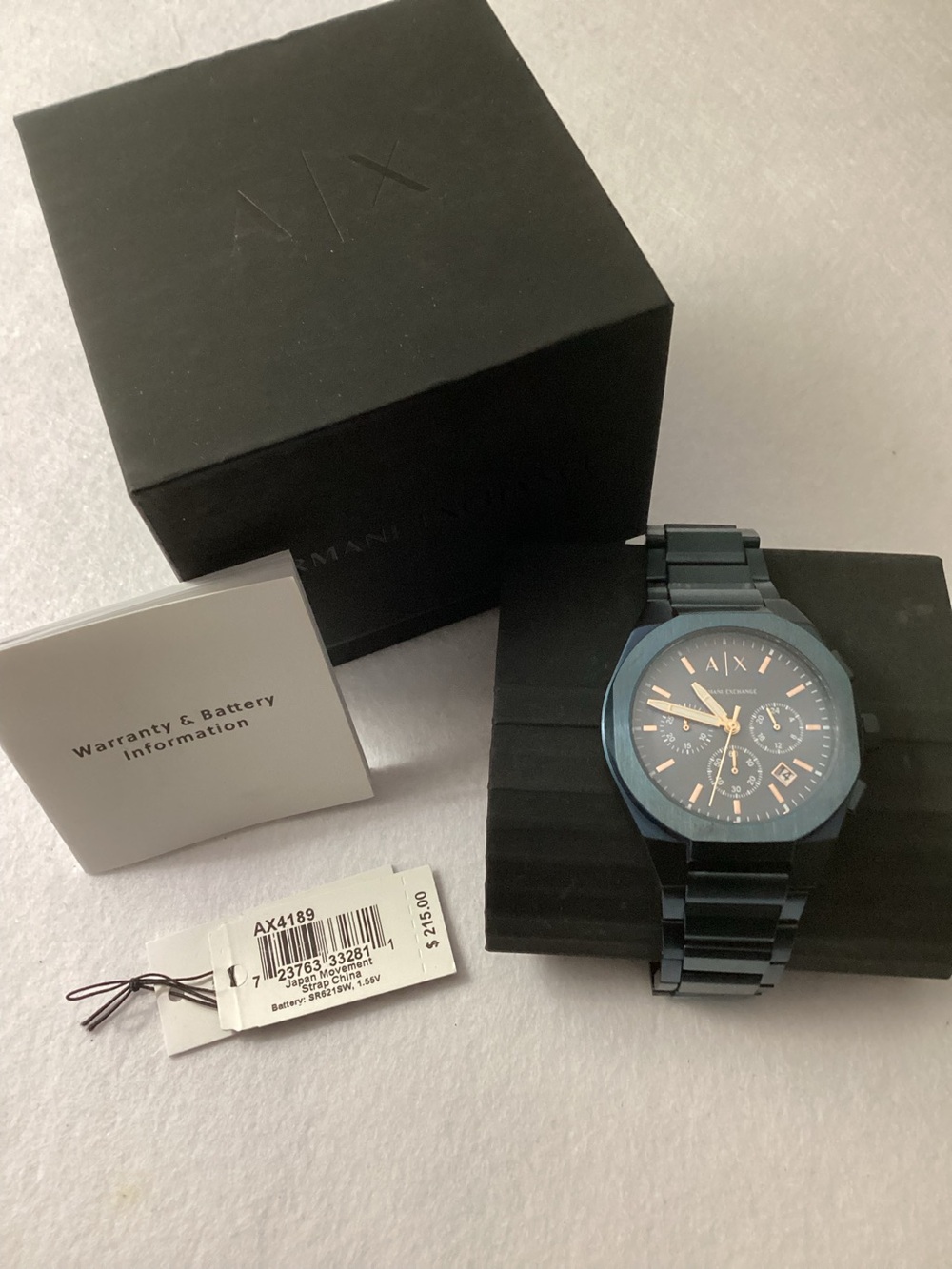 A|X Armani Exchange Sync Chronograph Blue Stainless Steel Watch 42mm